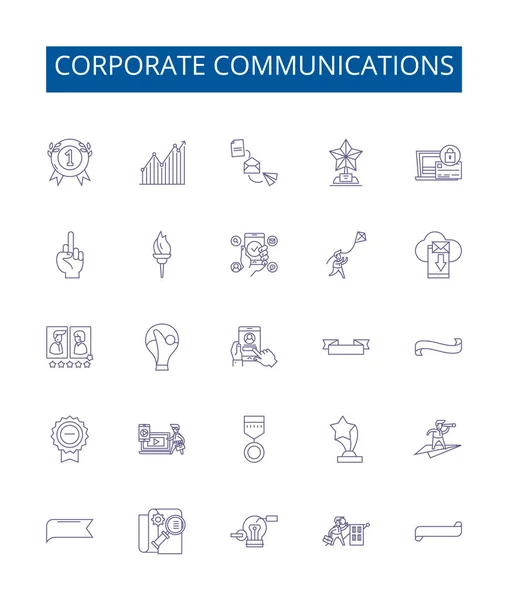 Corporate Communicatie Lijn Pictogrammen Pictogrammen Ingesteld Ontwerp Collectie Van Corporate — Stockvector