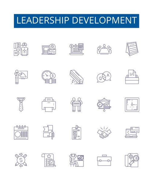 Leadership Development Line Icons Signs Set Design Collection Leadership Development — Stock Vector