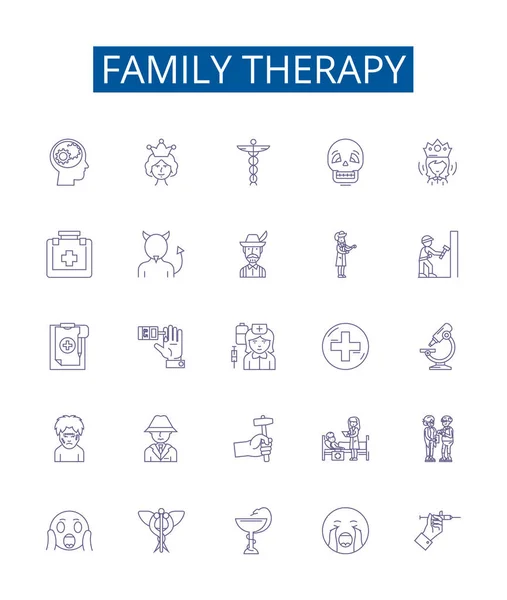Familientherapie Linie Zeichen Gesetzt Designsammlung Von Familie Therapie Beratung Elternkind — Stockvektor