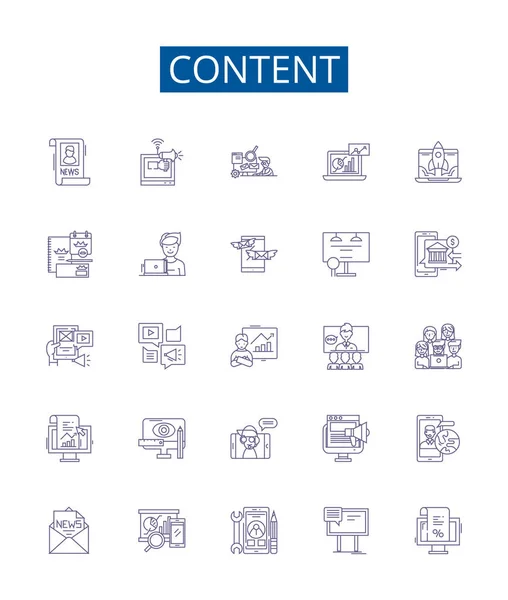 Іконні Знаки Вмісту Встановлені Колекція Дизайну Content Writing Text Articles — стоковий вектор