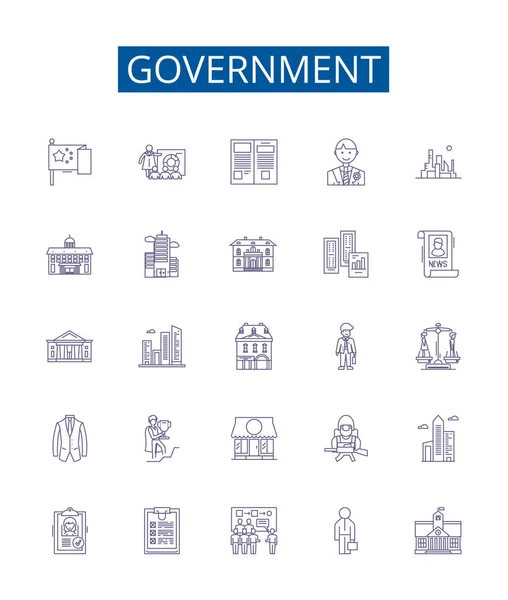 政府行のアイコンが設定されています 官僚主義 行政概要ベクトルの概念図のデザインコレクション — ストックベクタ