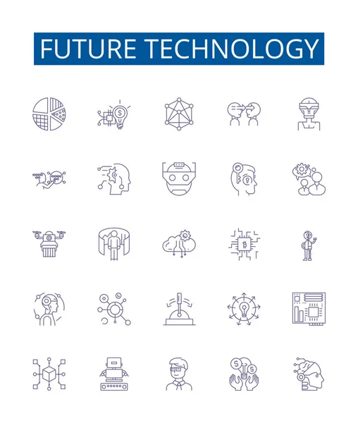 Future Icone Della Linea Tecnologia Segni Impostati Collezione Design Innovazioni — Vettoriale Stock