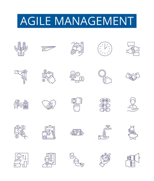 Іконки Силового Управління Колекція Дизайну Agile Management Scrum Sprint Kanban — стоковий вектор