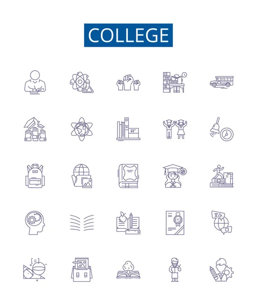 College Linie Symbole Zeichen Gesetzt Designsammlung Von College Hochschulbildung Universität — Stockvektor