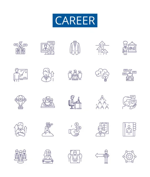 Γραμμή Καριέρας Εικονίδια Σήματα Που Design Collection Employment Job Occupation — Διανυσματικό Αρχείο