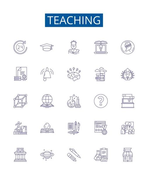 Ders Satırı Simgeleri Ayarlanıyor Tasarım Koleksiyonu Öğretim Öğretim Öğretim Rehber — Stok Vektör