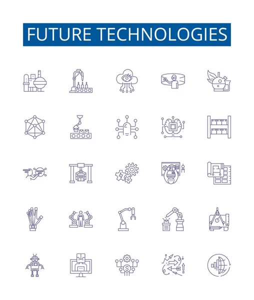 Tecnologie Future Linea Icone Segni Set Raccolta Design Artificiale Intelligenza — Vettoriale Stock