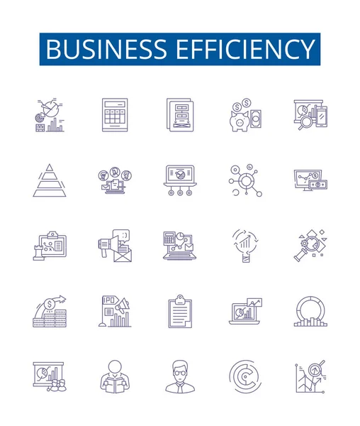Iconos Línea Eficiencia Empresarial Conjunto Signos Colección Diseño Rentabilidad Productividad — Vector de stock