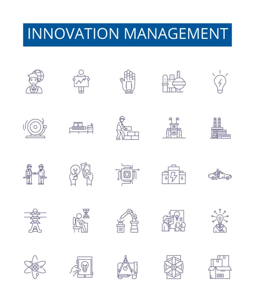 Іконки Лінії Управління Інноваціями Встановлюються Колекція Дизайну Innovate Manage Create — стоковий вектор