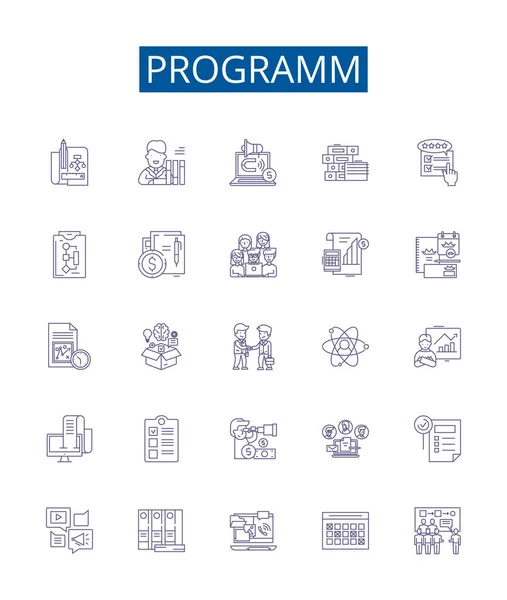 Conjunto Signos Iconos Línea Programación Diseño Colección Programa Programación Software — Archivo Imágenes Vectoriales