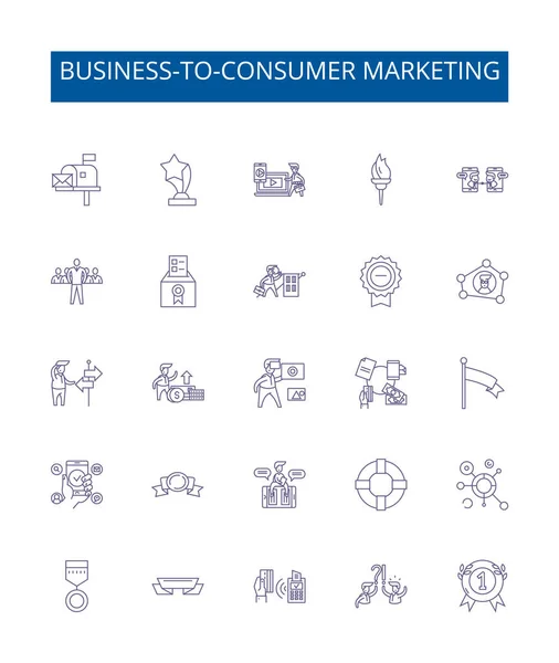 Іконки Бізнес Споживача Маркетингу Встановлюються Колекція Дизайну Ecommerce Retail Selling — стоковий вектор