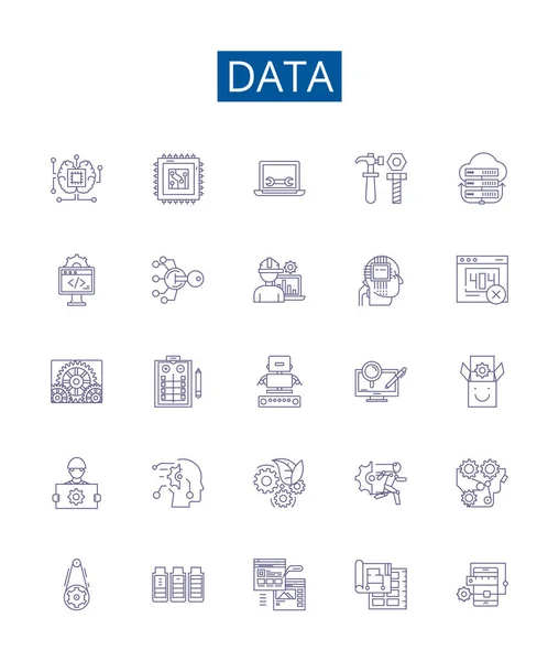 Εικονίδια Της Γραμμής Δεδομένων Ενεργοποιήθηκαν Design Collection Data Analytics Analysis — Διανυσματικό Αρχείο