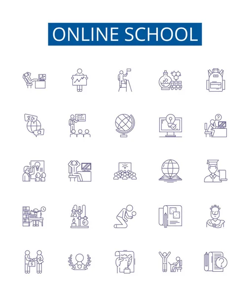 온라인 온라인 아이콘 Design Collection Learning Virtual Online Academy Classes — 스톡 벡터