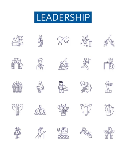 领导线标志的设置 领导力 远见卓识 指导的设计集合 — 图库矢量图片