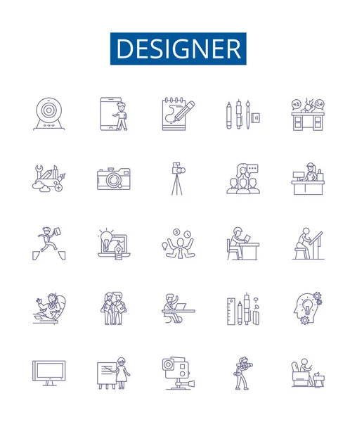 Γραμμή Σχεδιαστών Εικονίδια Σήματα Που Design Συλλογή Designer Fashion Architecture — Διανυσματικό Αρχείο