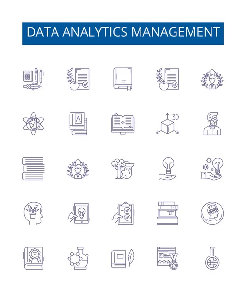 Data Analytics Management Line Ikoner Tecken Som Design Insamling Data — Stock vektor