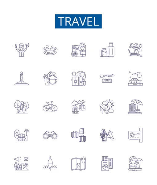 Ikony Cestovních Linek Nastaveny Design Kolekce Tour Dovolená Výlet Journey — Stockový vektor