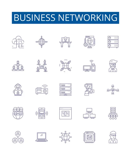 Business Networking Line Icons Signs Set Design Collection Networking Business — Stock Vector
