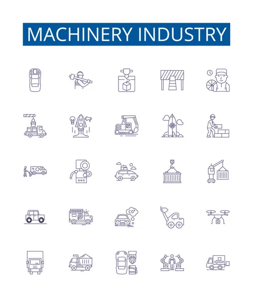 Makine Endüstrisi Çizgi Simgeleri Ayarlandı Makine Endüstri Mühendislik Üretim Üretim — Stok Vektör