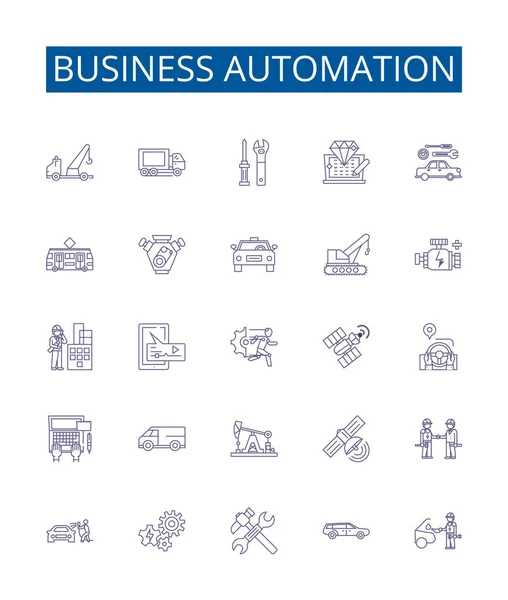 Business Automation Linje Ikoner Tecken Inställd Design Samling Automation Företag — Stock vektor