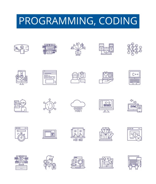 Programmierung Codierung Zeilensymbole Zeichen Gesetzt Designsammlung Von Programmierung Codierung Software — Stockvektor
