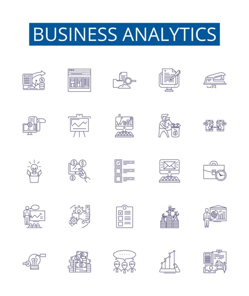 Business Analytics Linie Symbole Zeichen Gesetzt Designsammlung Von Analytics Business — Stockvektor