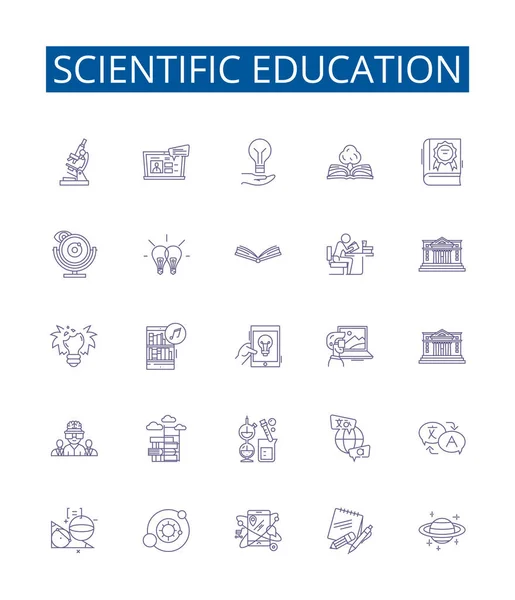 Набір Знаків Лінії Наукової Освіти Колекція Дизайну Наука Освіта Знання — стоковий вектор