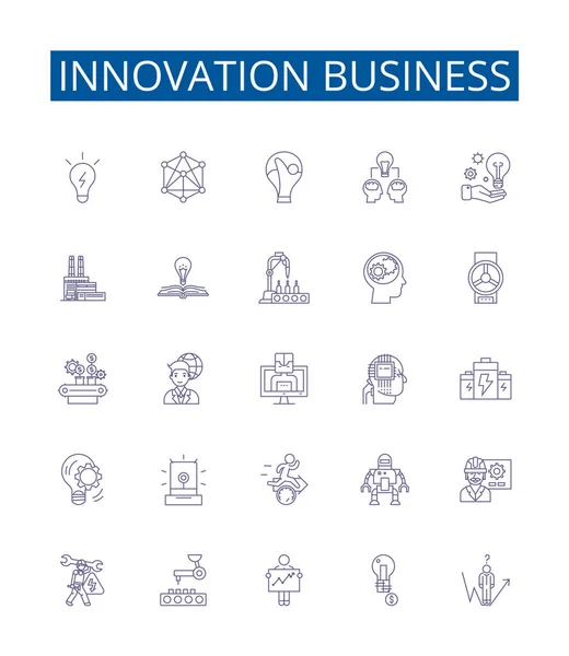 Набор Иконок Инновационной Бизнес Линии Коллекция Инновационных Предпринимательских Идей Идей — стоковый вектор