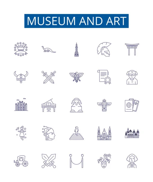 Museum Art Line Icons Signs Set Design Collection Separatormuseum Art — Stock Vector