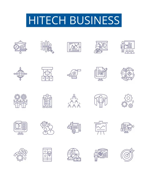 Ensemble Icônes Secteur Activité Hitech Collection Design Hitech Business Innovation — Image vectorielle