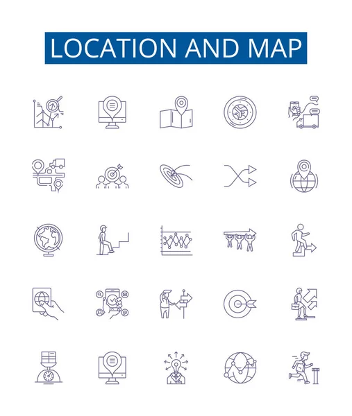 Іконки Локації Мапи Встановлюються Колекція Дизайну Map Location Geographic Geography — стоковий вектор