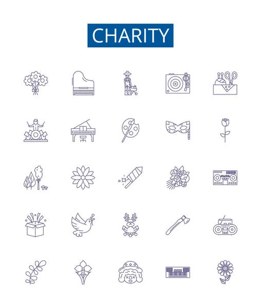 stock vector Charity line icons signs set. Design collection of Giving, Kindness, Philanthropy, Donate, Nonprofit, Benevolence, Helping, Support outline vector concept illustrations