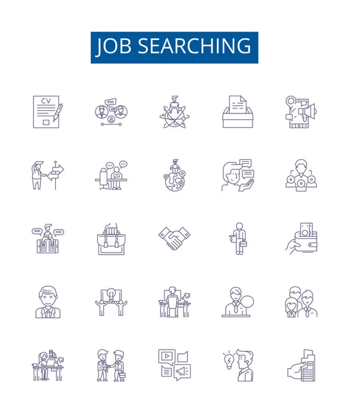 Θέση Εργασίας Αναζήτηση Εικονίδια Γραμμή Σήματα Οριστεί Design Collection Job — Διανυσματικό Αρχείο