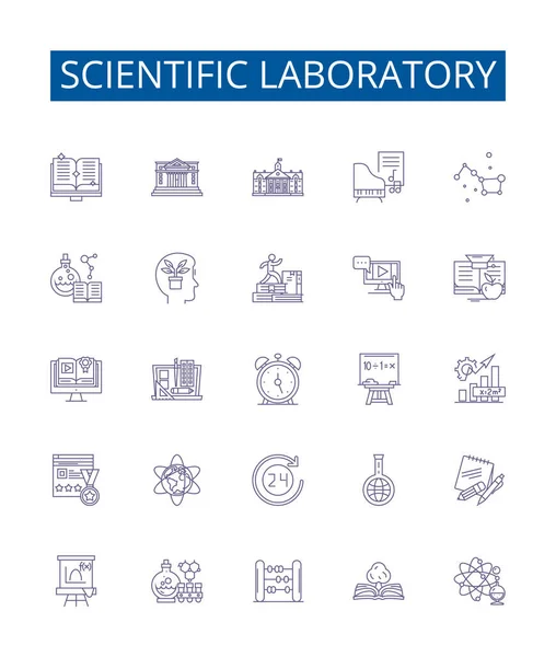 Набір Знаків Наукової Лабораторної Лінії Колекція Дизайну Наукова Лабораторна Тестування — стоковий вектор