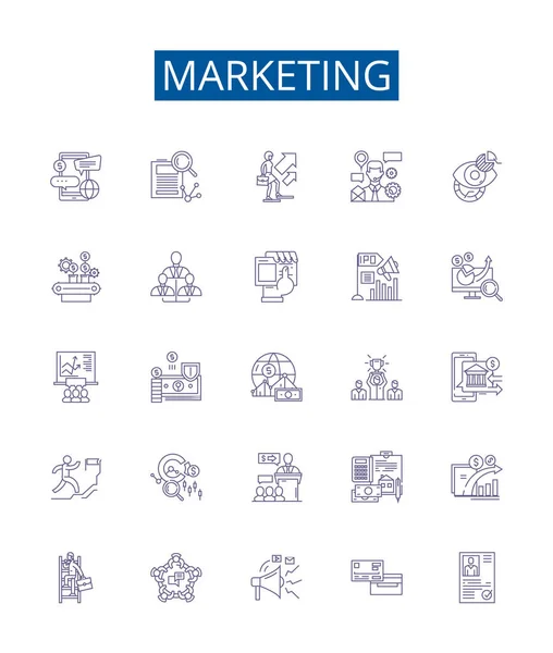Набір Знаків Маркетингової Лінії Колекція Дизайну Реклама Просування Продаж Брендинг — стоковий вектор