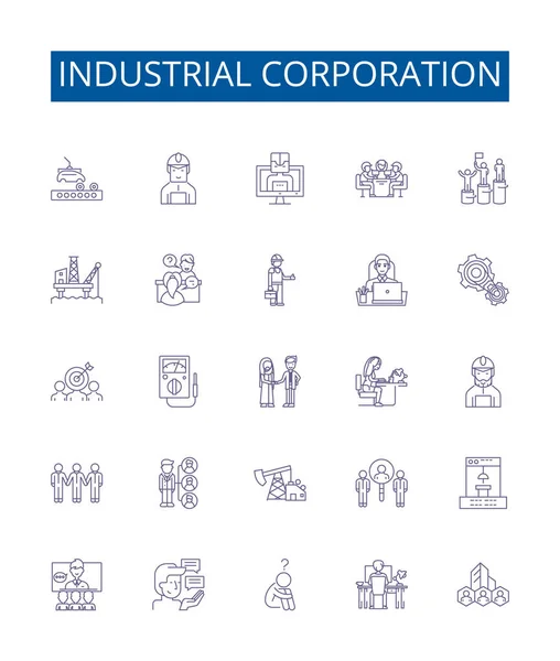 Conjunto Letreros Iconos Línea Corporativa Industrial Diseño Colección Industria Corporación — Archivo Imágenes Vectoriales