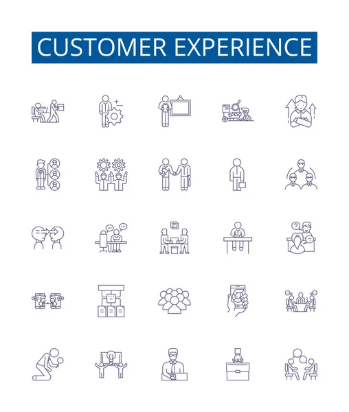 Customer Experience Line Icons Signs Set Design Collection Client Quality — Stock Vector