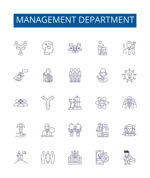 Yönetim Departmanı Çizgi Simgeleri Ayarlandı Tasarım Koleksiyonu Yönetim Bölüm Personel — Stok Vektör