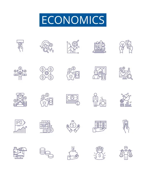 经济线标志着标志的设置 贸易设计集 — 图库矢量图片