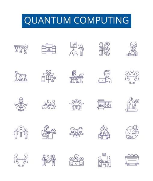 Quantum Computing Linje Ikoner Tecken Som Design Samling Quantum Beräkning — Stock vektor