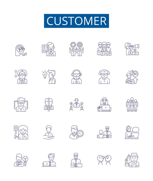 Kundenleitungssymbole Werden Gesetzt Designsammlung Von Kunden Gönnern Käufern Konsumenten Käufern — Stockvektor