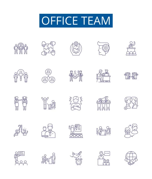 办公室团队图标设置的标志 办公室 工作场所 尊重向量概念的设计集合 — 图库矢量图片