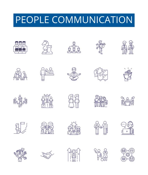 People Communication Line Icons Signs Set Design Collection Dialog Chatting — Stock Vector