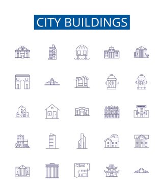 Şehir binaları sembol tabelaları oluşturuldu. Gökdelenlerin, Kulelerin, Komplekslerin, Yapıların, Evlerin, Apartmanların, Townhouse 'ların, Skyline ana hatları konsept çizimlerinin tasarım koleksiyonu