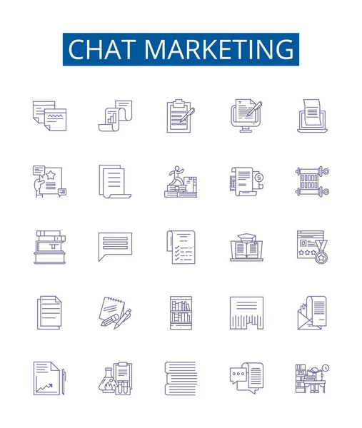 Chat Línea Marketing Iconos Signos Establecidos Diseño Colección Chatbot Mensajería — Vector de stock