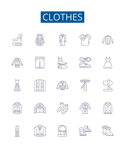 Ikony Šňůr Šaty Nastaveny Design Kolekce Oděvů Oblečení Oblečení Šaty — Stockový vektor