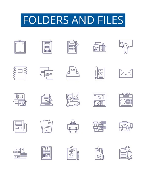 Набор Иконок Папок Файлов Коллекция Папок Файлов Организации Хранения Резервного — стоковый вектор
