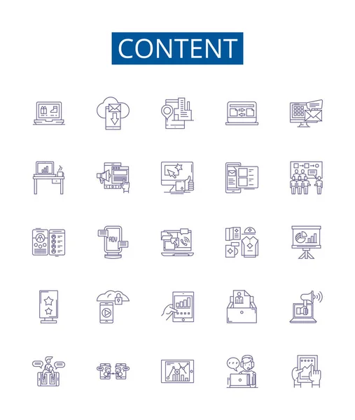 Іконні Знаки Вмісту Встановлені Колекція Дизайну Content Writing Text Articles — стоковий вектор