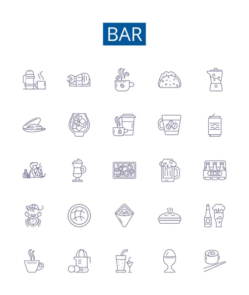 Liniensymbole Werden Gesetzt Design Kollektion Von Pub Taverne Salon Lounge — Stockvektor