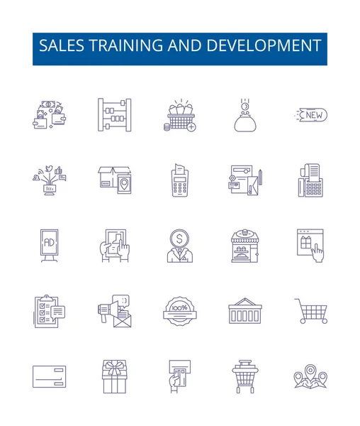 Sales Training Development Line Icons Signs Set Design Collection Sales — Stock Vector